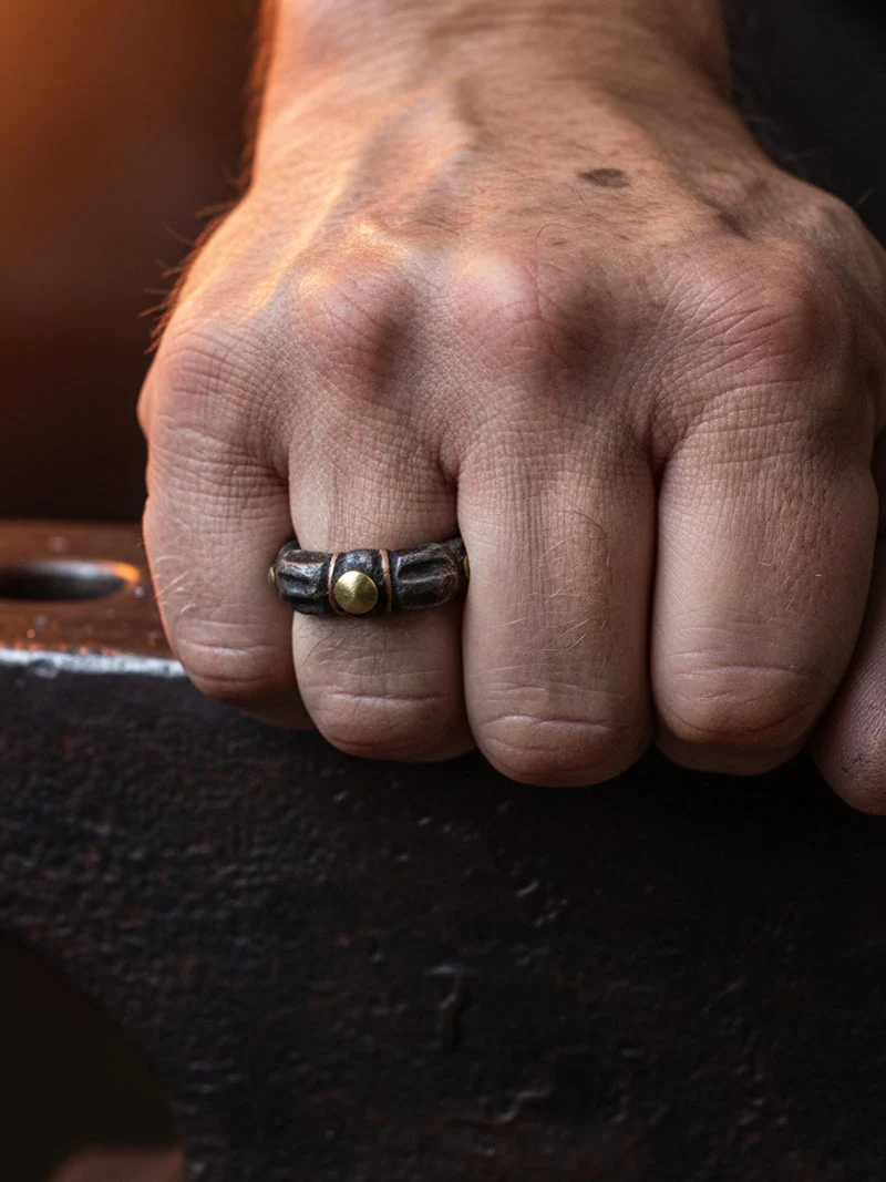 Protection Thokcha Iron Gold Open Ring